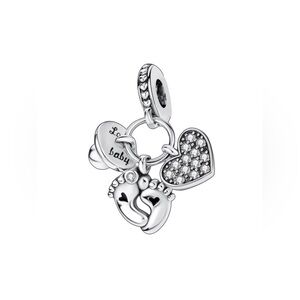 S925 Baby Feet Pacifier Love Charm Pendant